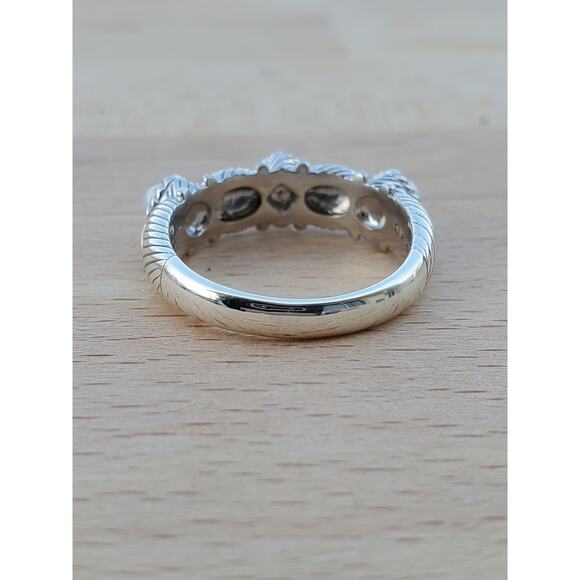 Judith Ripka Sterling Silver 925 Three Pearl Band Ring Size 8 - Picture 6 of 7